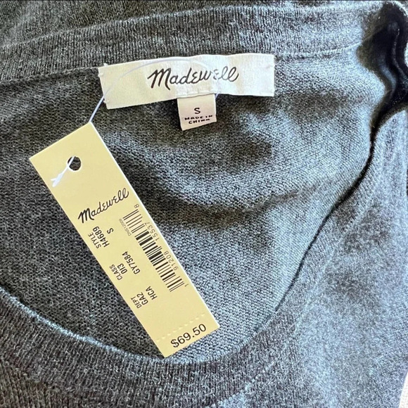 NWT Madewell Women’s Modern Tie Front Lightweight Sweater Grey - Picture 7 of 9
